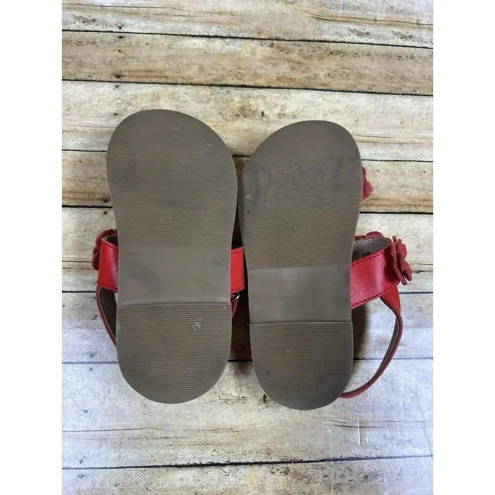 Love and Grow Red Floral Leather Sandals Toddler Girls size 10